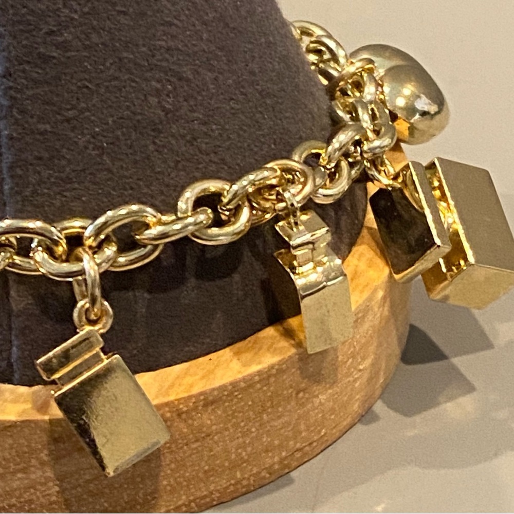 Dolce & Gabbana Gold Logo Perfume Bottle Charm Link Bracelet - Picture 11 of 16